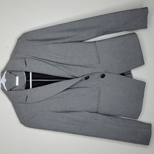 WHBM checkered blazer mini houndstooth design two button womens gray size 00